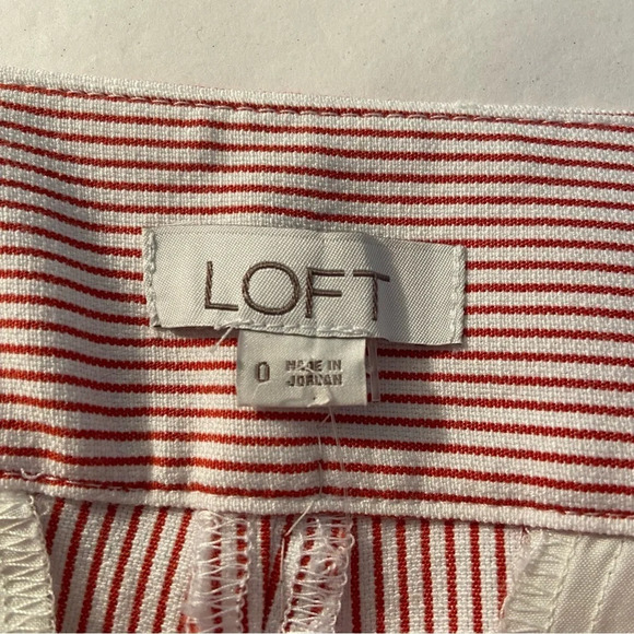 NWT Loft Red White Striped Cropped Wide Leg Flat Front Pants Size 0 Nautical - Picture 5 of 7